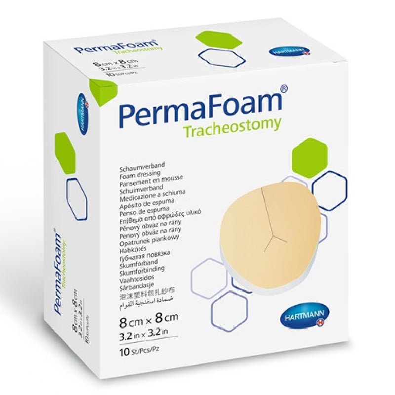Hartmann PermaFoam Classic Tracheostomy, 8 x 8 cm, 1 Box of 10 Pieces