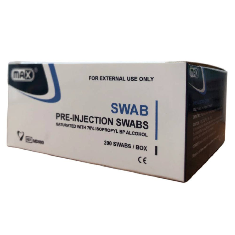 Max Alcohol Pre-Injection Swab, Wound Care Dressing, 200 Pieces