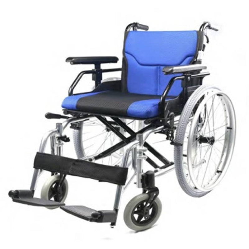 Kawaza KWA07 Folding Backrest, Adjustable Armrest, Flipback PU Foam Armrest, Removable Footrest, Adjustable Footplates, Foldable Wheelchair