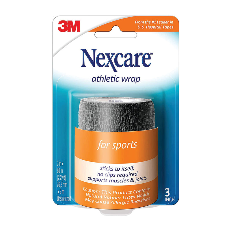 Nexcare Athletic Wrap, CR-3BK, 3 x 5 Inches Yards Stretched, Black