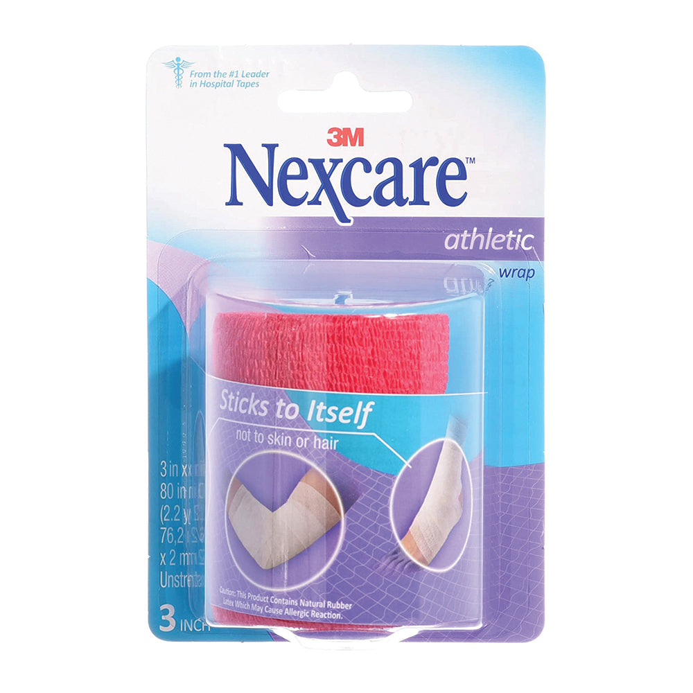 Nexcare Athletic Wrap, CR3R , 3 x 5 Inches Yards Stretched, Red