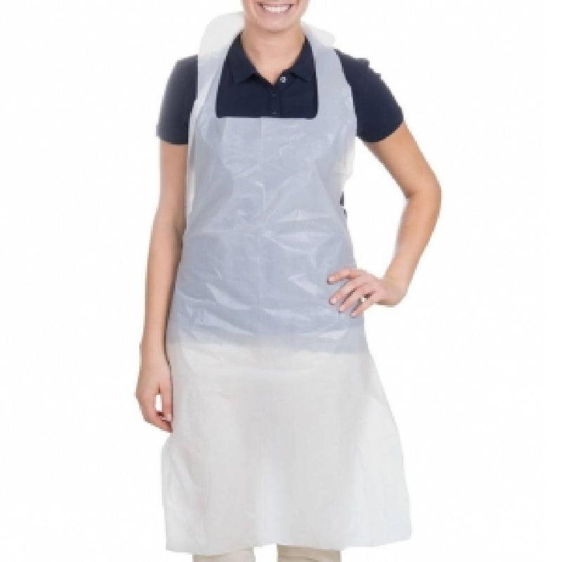 Plastic Apron Disposable, 28'' x 46'', White, 100 Pieces