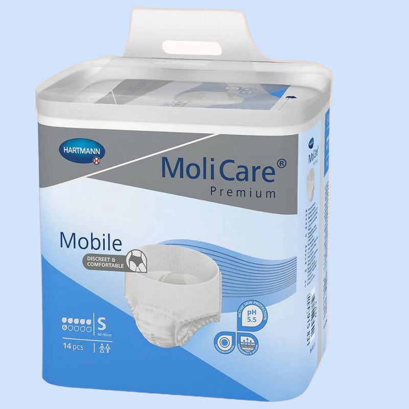 Adult Diaper Pants, MoliCare Premium Mobile,  Diapers pants for adult incontinence, Unisex, Small, 6 drops,  14 pieces / pack