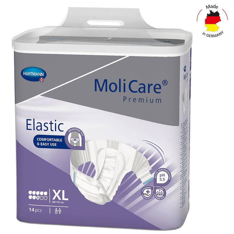 Adult Diaper, MoliCare Premium Elastic, Slip diapers for adult incontinence, Unisex, Extra Large, 8 Drops, 14 pieces / pack