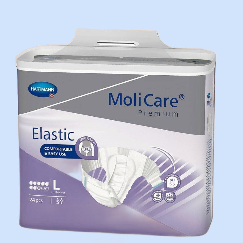 Adult Diaper, MoliCare Premium Elastic, Slip diapers for adult incontinence, Unisex,  Large, 8 Drops,   24 pieces / pack