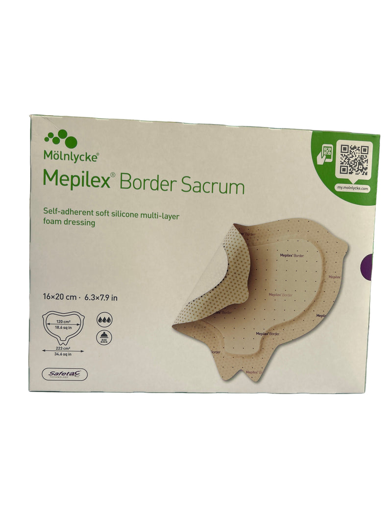 Mepilex Border Sacrum, Self- Adherent Soft Silicone Multi-Layer Foam Dressing, 16 cm x 20 cm, 5 Pieces / Box