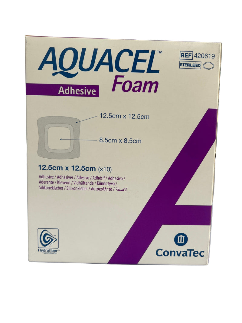 Aquacel Adhesive Foam, 12.5 cm x 12.5 cm, 420619, 10 Pieces / Box