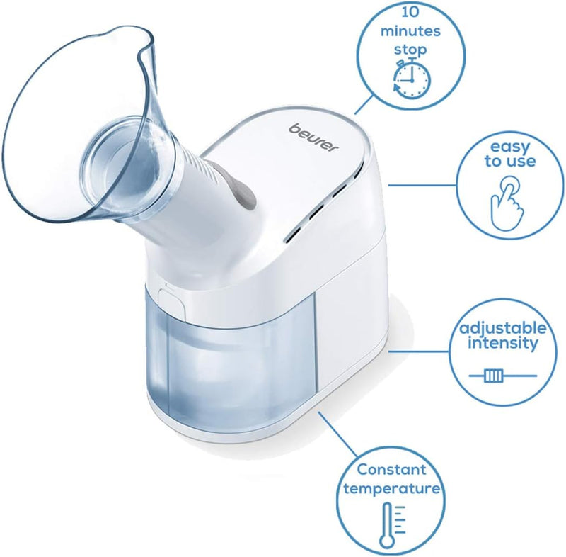 Beurer SI40 Steam Inhaler | Soothing steam Treatment for The Upper Airways | Nebulisation of Saline Solutions and Essential Oils | Inhalation Therapy for Effective Relief from coughs and Congestion