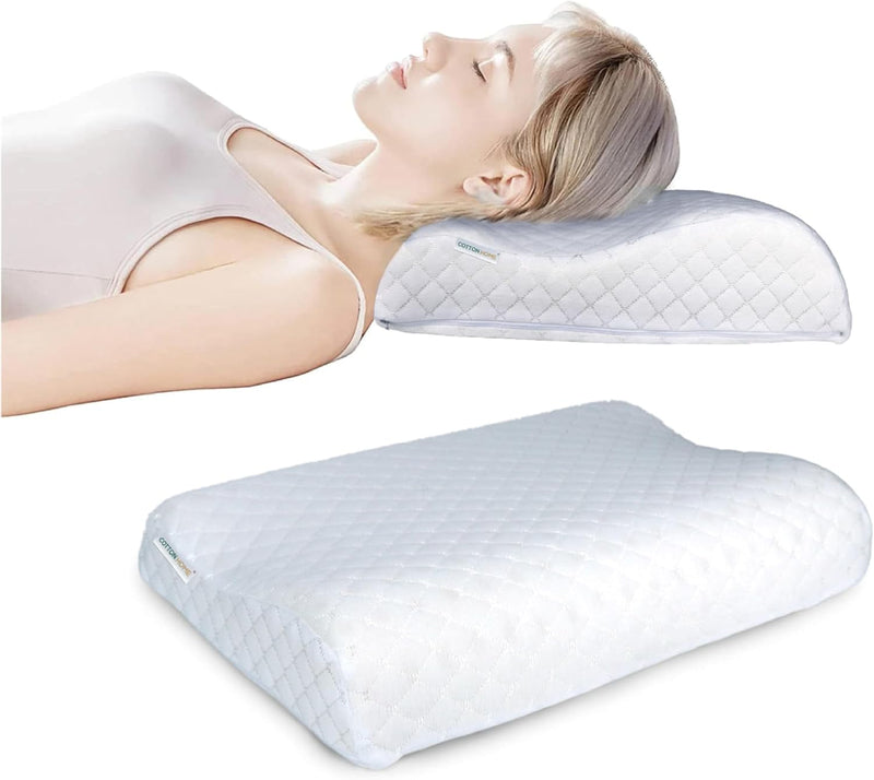 Snuggly Doppia Onda Memory Foam Pillow, Size 40 X 60 X 9/11 cm, Bp083