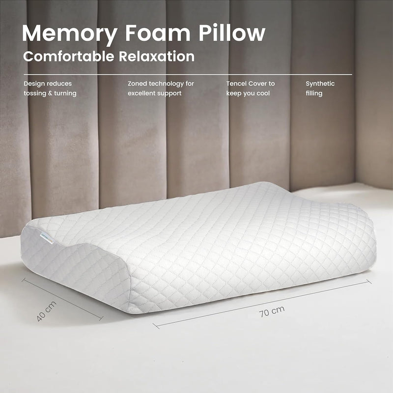 Snuggly Doppia Onda Memory Foam Pillow, Size 40 X 60 X 9/11 cm, Bp083