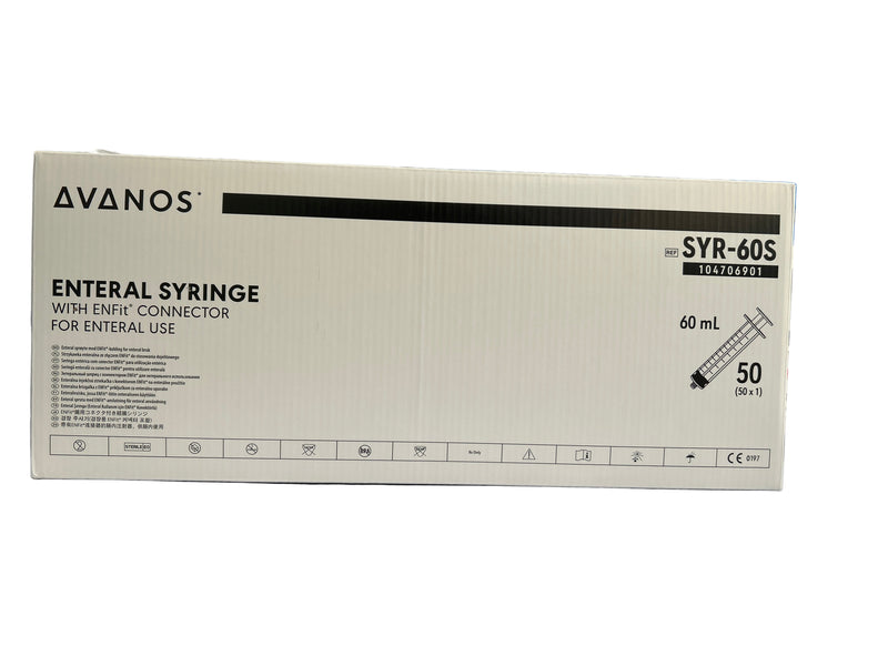 Avanos Enteral Syringe, ,60ml, Single Use, With ENFit Connector, 50/Case