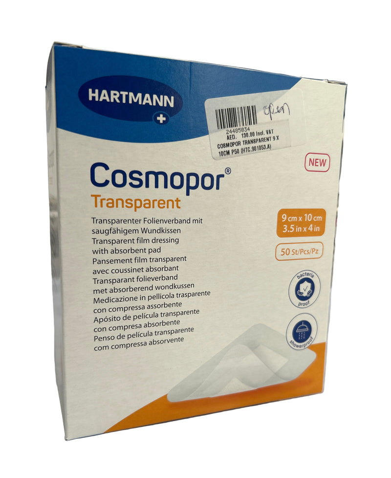 Cosmopor Transparent Film Dressing, 9 cm x 10 cm, 50 Pieces / Box