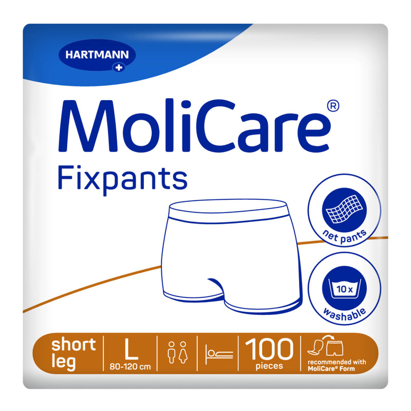 Adult Fixpants,MoliCare® Fixpants, Short Leg Fixation Pants for anatomically shaped large pads, Unisex, Pack of 100, Large