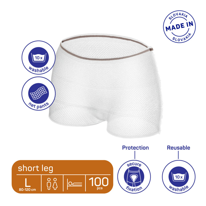 Adult Fixpants,MoliCare® Fixpants, Short Leg Fixation Pants for anatomically shaped large pads, Unisex, Pack of 100, Large