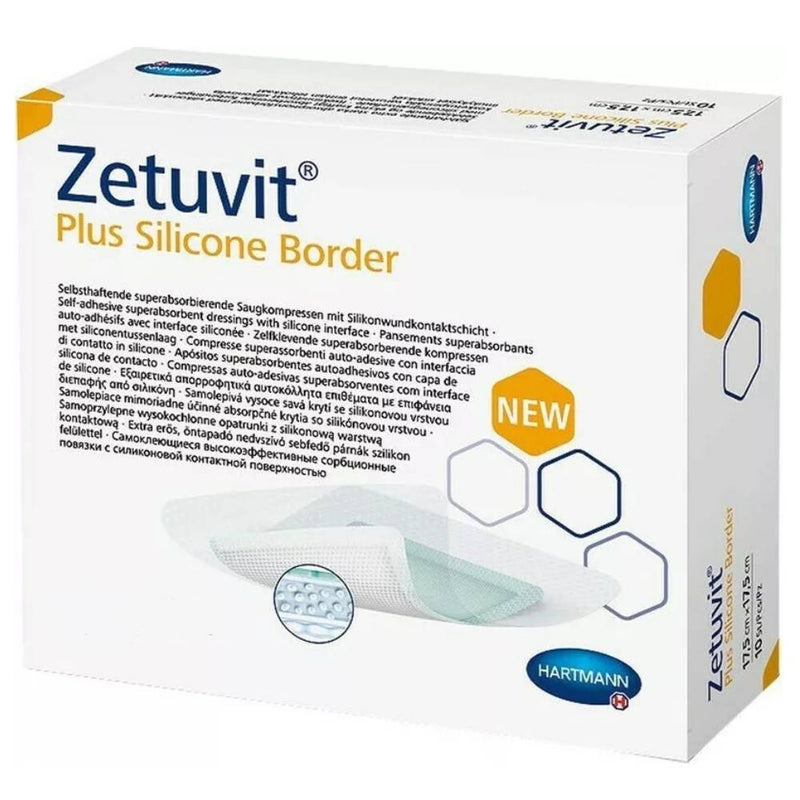 Zetuvit Plus Silicone Border Dressing Pad 10x10 cm - Absorbent Wound Care Dressing