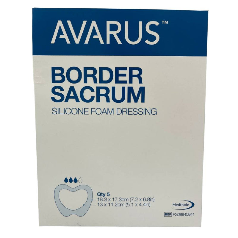 Avarus Border Sacrum Silicone Foam Dressing 18.3 × 17.3 cm – Pack of 5 (REF FG08840841)