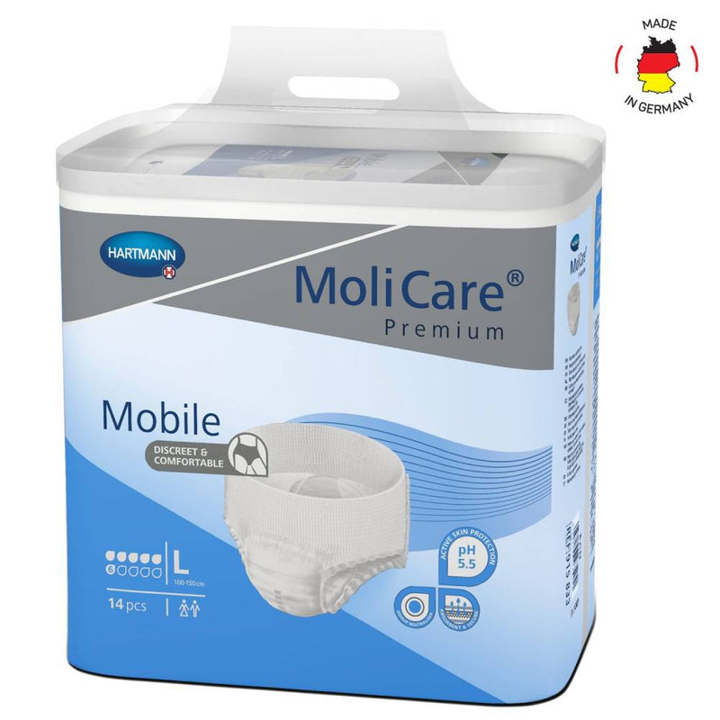 Adult Diaper Pants, MoliCare Premium Mobile, Diapers pants for adult incontinence, Unisex, Large,  6 drops, 14 pieces / pack