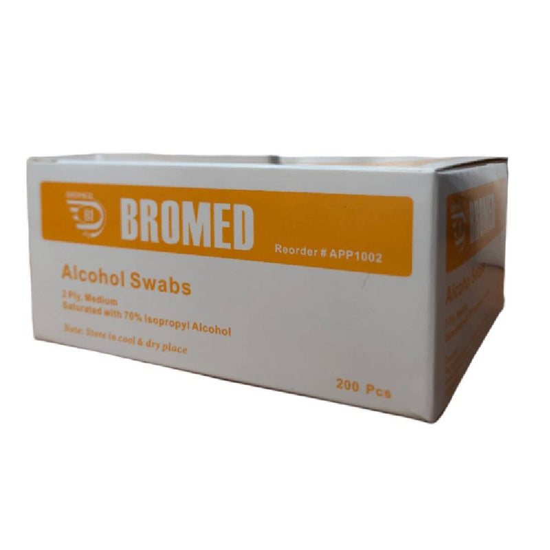 Bromed Alcohol Swabs, 2 Ply, Medium, 200 Pcs