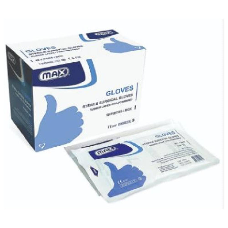 Max Sterile Surgical Gloves Powder Free, Box of 50 Pieces