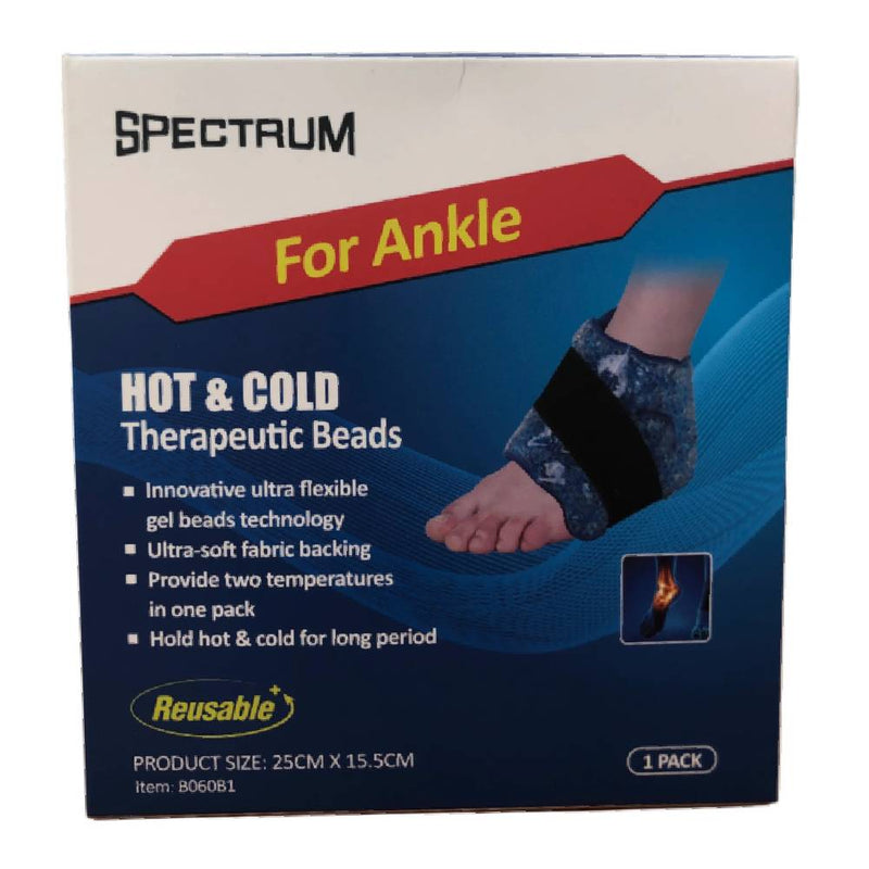 Spectrum Hot & Cold Reusable Therapeutic Beads for Ankle, Orthopedic Pain Relief Support, 25 x 15.5 cm