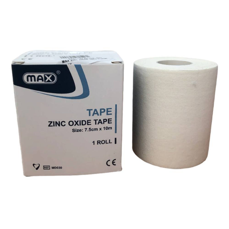 Max Zinc Oxide Adhesive Bandage Tape, Wound Care, 7.5 cm x 5 Yards, 1 Roll