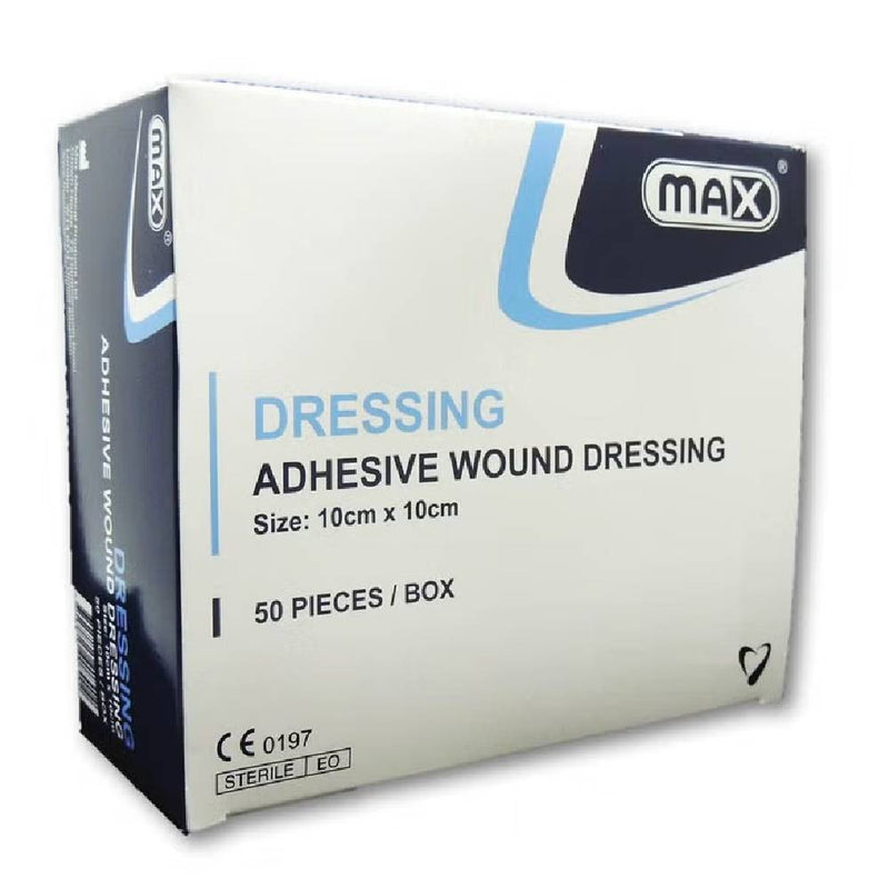 MAX Wound Adhesive Dressing, 10 cm x 10 cm, 50 Pieces/Box