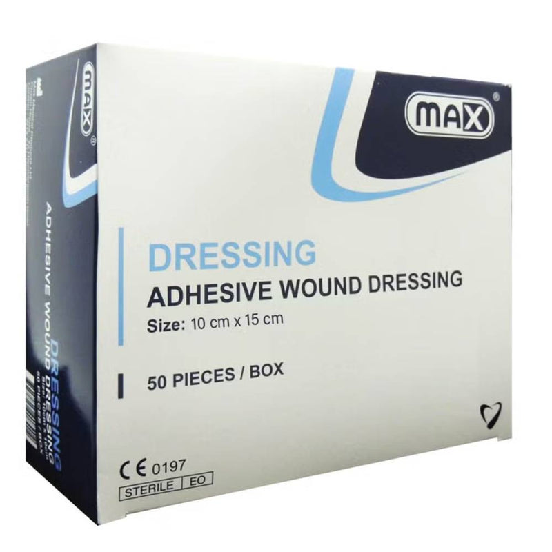 MAX Wound Adhesive Dressing, 10 cm x 15 cm, 50 Pieces/Box