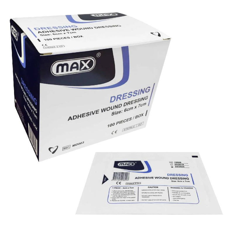 MAX Wound Adhesive Dressing, 6 cm x 7 cm, 100 Pieces/Box