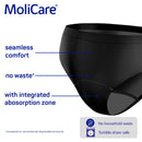 Absorbent Underwear, MoliCare® Lady absorbent underwear, Washable Pants for women suitable for light bladder weakness and period, Medium size, Absorption capacity 82ml, 1 piece/pack