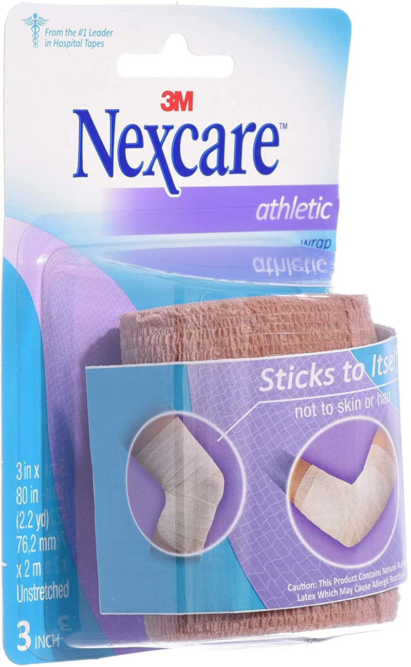 Nexcare Athletic Wrap, CR-3T, 3 x 5 Inches Yards Stretched, Tan