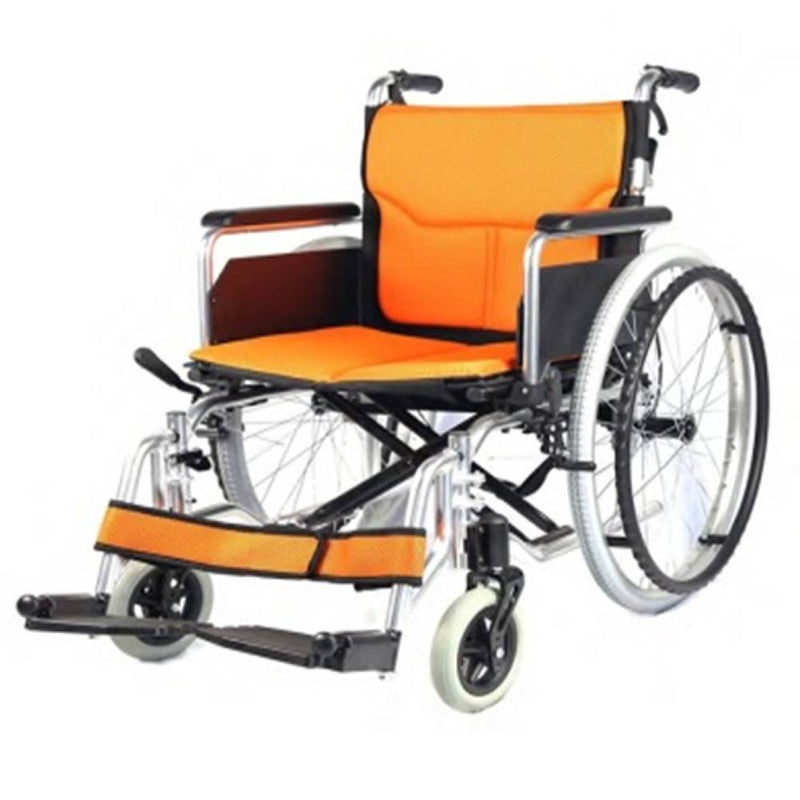 Kawaza KWA06 Folding Backrest, Flipback PU Foam Armrest, Removable Footrest Adjustable Footplates, Foldable Wheelchair