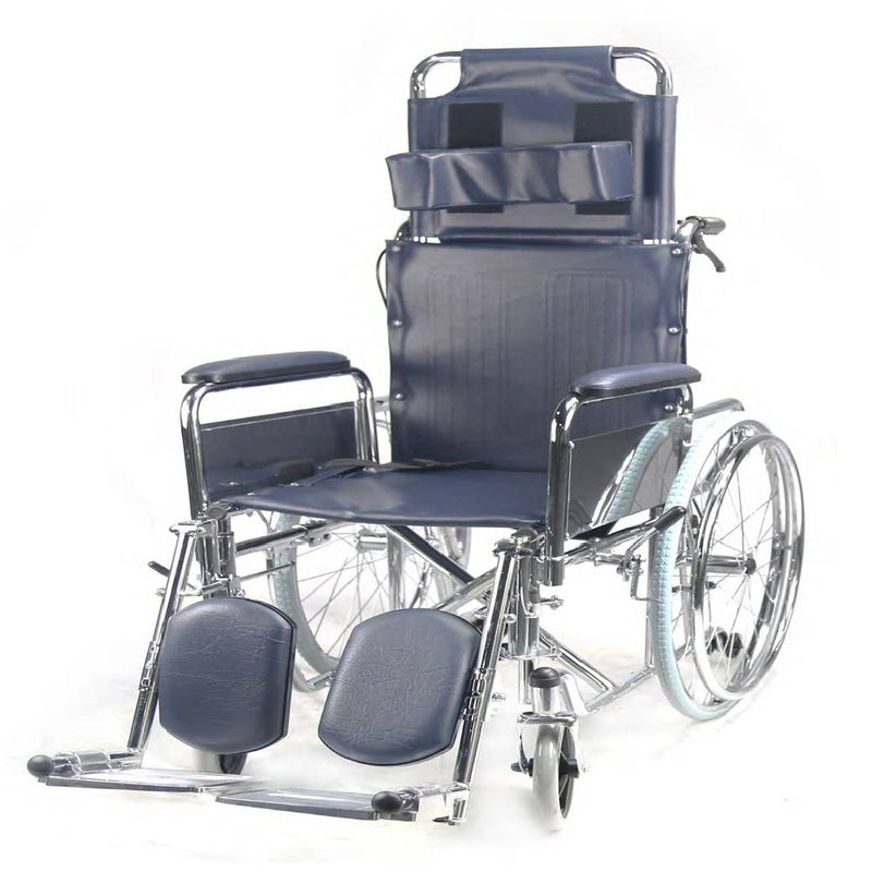 Kawaza KW-S50 Chrome Plated Steel Frame Reclining Wheelchair